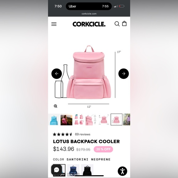 Corkcicle lotus bag in orchid. Sold out online. - Picture 3 of 11